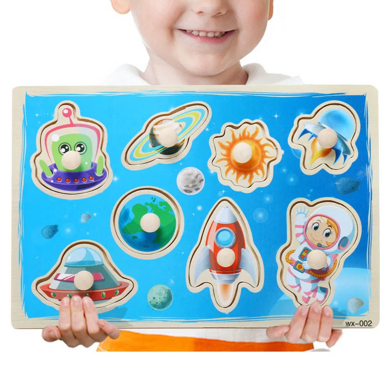 Baby Puzzle Toys Wooden Jigsaw Hand Grab Board Set Educational Toys for Children Cartoon Vehicle Marine Animal Jigsaw Child Gift - Цвет: D35