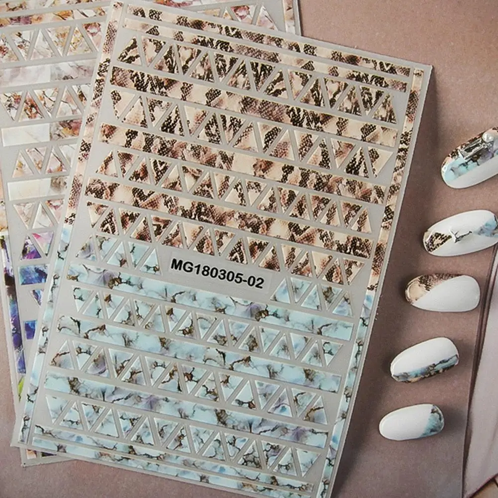 

1 Sheet Snakeskin 3D Nail Art Transfer Stickers Marble Stone Grid Nail Designs Japanese Nail Accessoires for Nail Decorations