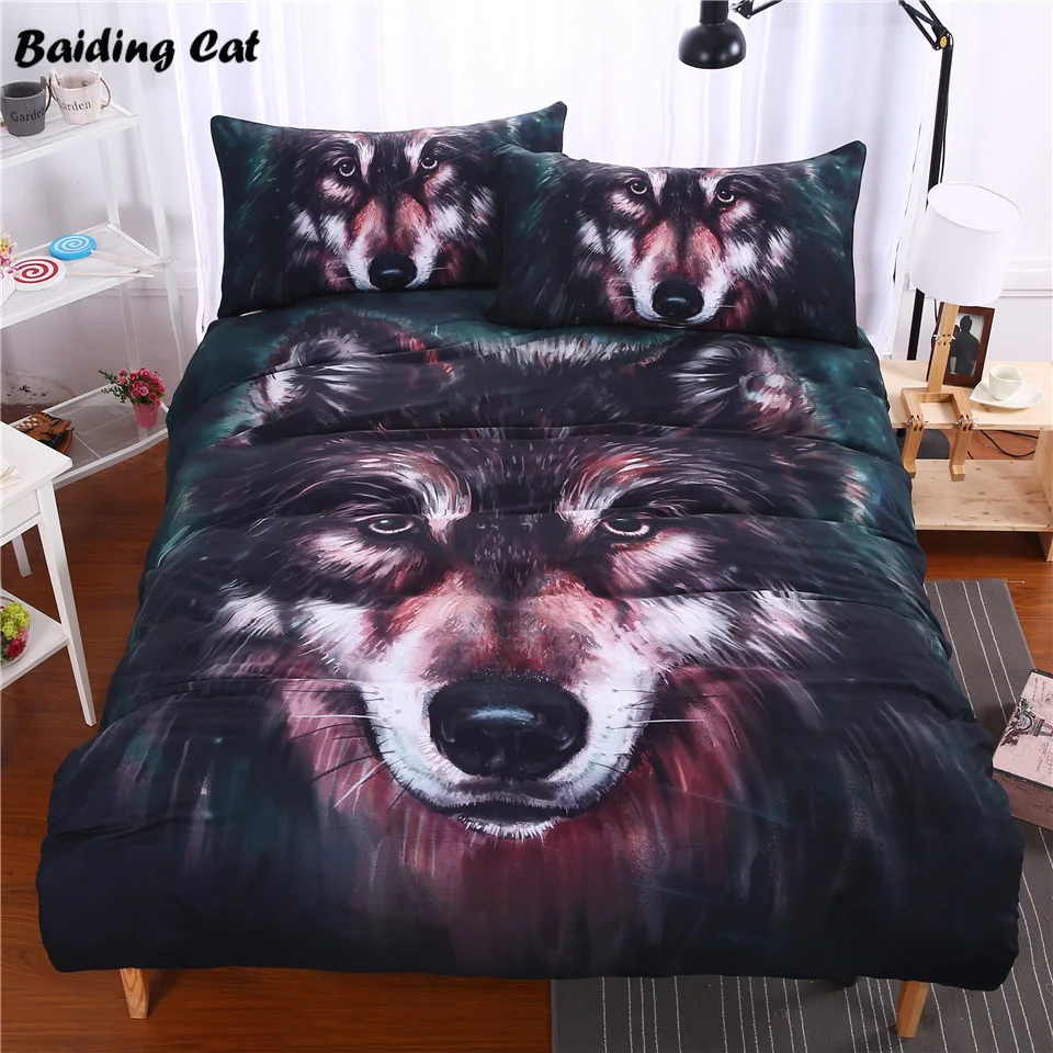 

Home Textile 3d Oil Painting Wolf Head Bedding Set 3pcs Bed Linen Include Duvet Cover +2pcs Pillowcase Twin Full Queen King Size