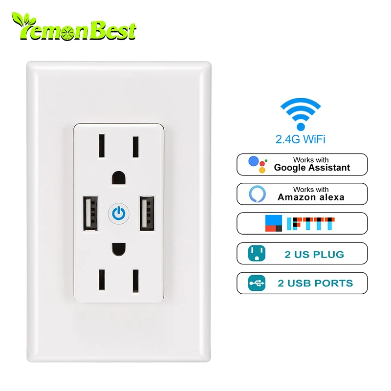 

Smart 2.4GHz WiFi Wall Multifunction Socket, IFTTT For Android IOS