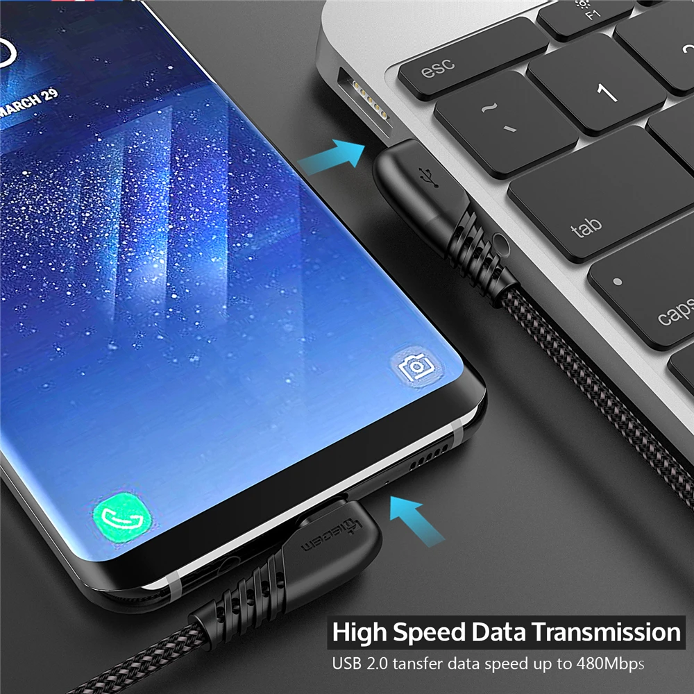 USB Type C Cable USB C Cable Type C Cable USB C Charger Cord Type C Charging Cable Fast Charger Cable USB Cable Fast Charge Cable Charging Cable USB C Charging Cable Type C Charging Cord USB C Data Cord Charger Cable Phone Charger Cable TIEGEM USB C Cable for Samsung S9 S10 Plus Quick Charge 3.0 Right Angled USB Type C Fast Charger Data Cable for Game USB-C Wire