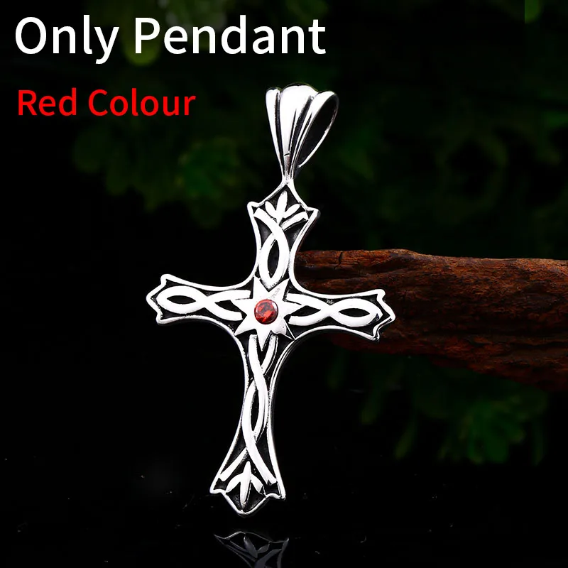 only pendant-red Стальной солдат крест кулон мужское ожерелье с кулоном викинга с цепочкой из нержавеющей стали подарок ювелирные изделия - Окраска металла: only pendant-red