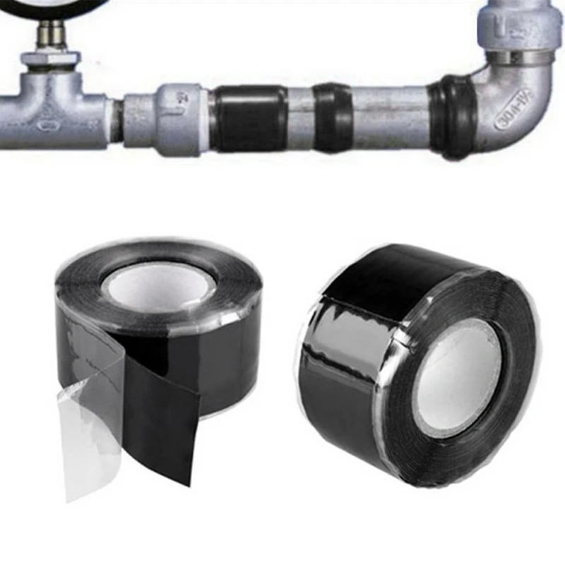 

1Pcs Useful Tools Waterproof Silicone Performance Repair Tape Bonding Rescue Self Fusing Hose Black Garden Water Pipe Connector
