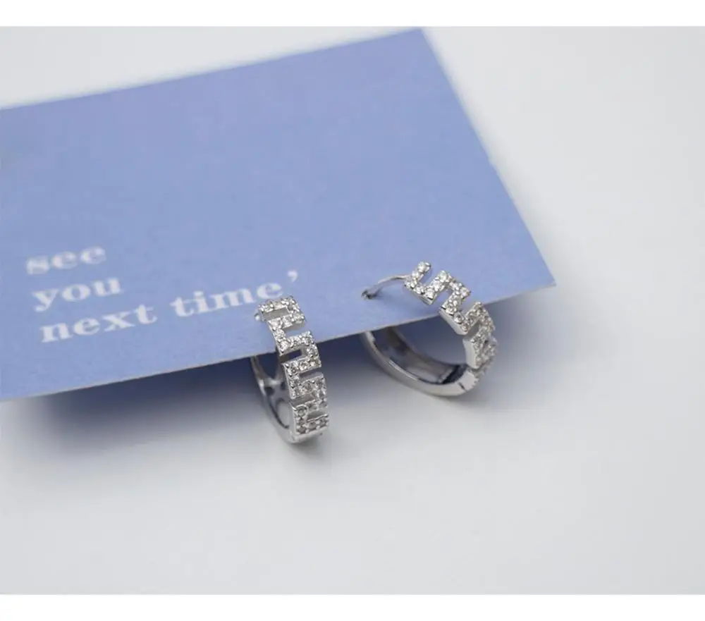 

925 sterling silver earring fashion white openwork letters ear ring ear bone sweet temperament wild female silver ear jewelry