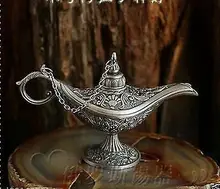 Rare delicate Legend Magic Genie Light OiL Lamp Pot 2PCS Russian tea Pot Al–addin Pakistan lamp Decoration  Silver