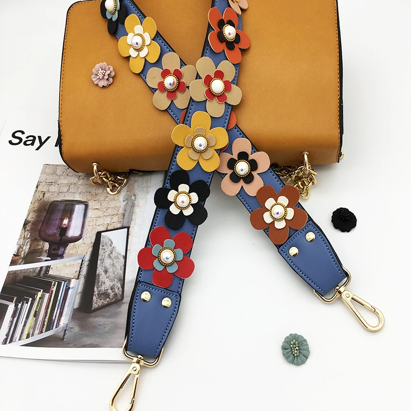 Широкая сумка через плечо с цветочным рисунком, аксессуары для сумок, ремни для разных цветов, ремни для кроссбоев, запчасти для сумок, длинный ремень