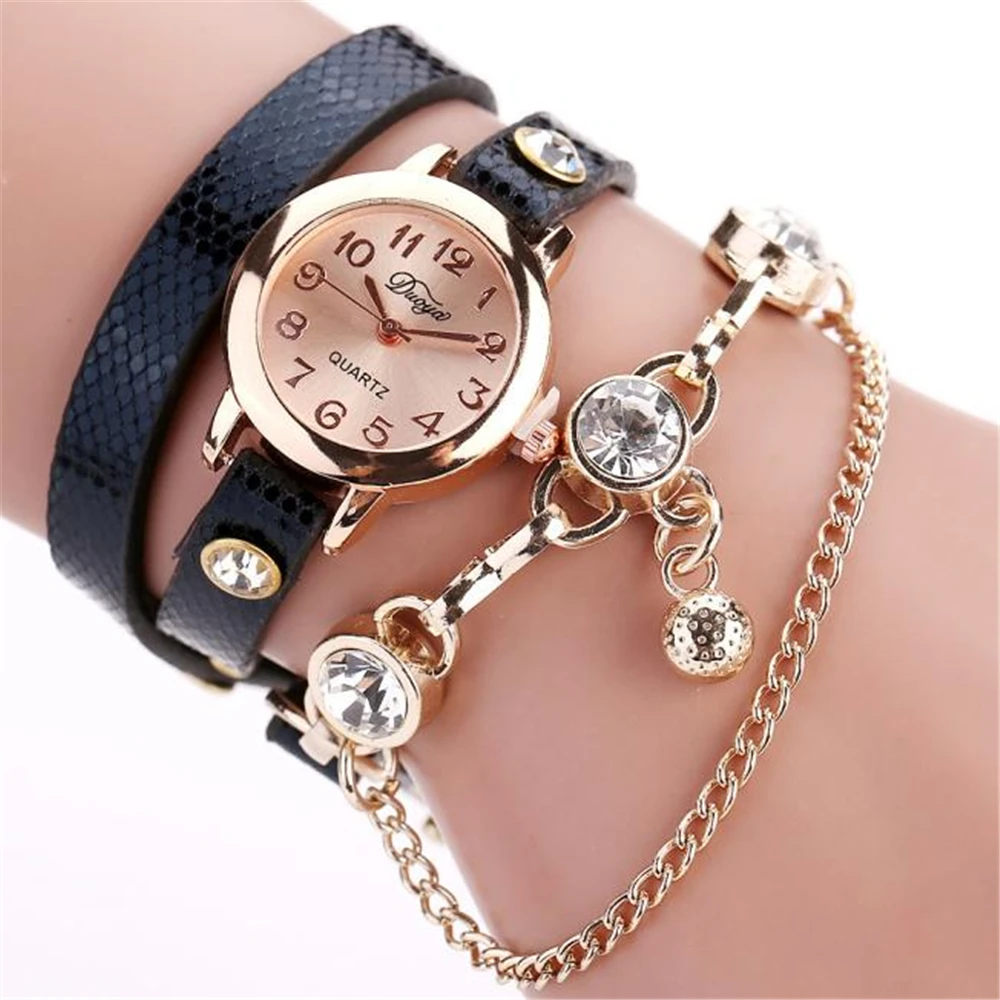 

Aimecor Women Watches Casual Bracelets For Women Leather Rhinestone Analog Quartz Wrist Watch Clock Female Montre