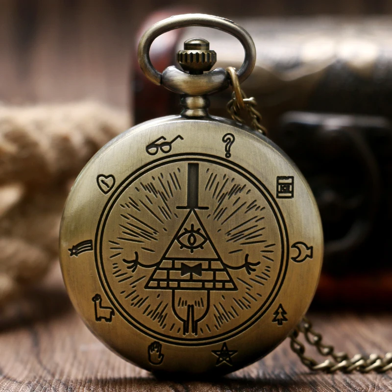 

Eye of Providence Theme Bronze Quartz Pocket Watches All-seeing Eye Masonic Pendant Necklace Watch For Men Women
