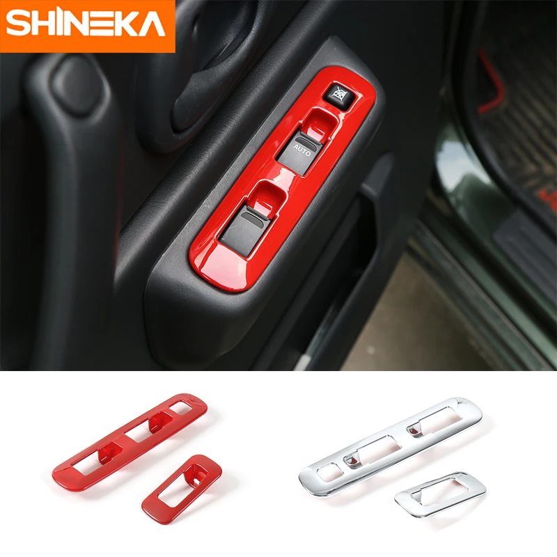 

SHINEKA ABS Car Interior Window Lift Button Decoration Cover Trim Frame Panel Sticker For Suzuki Jimny 2007+ Car Styling