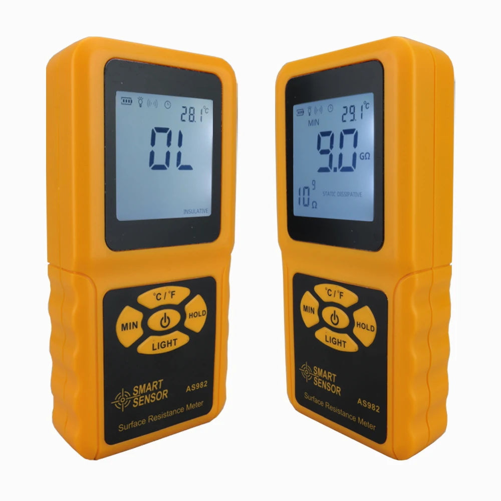Smart sensor Portable LCD display surface resistance meter tester Handheld Earth Resistance Meter with Data Holding function