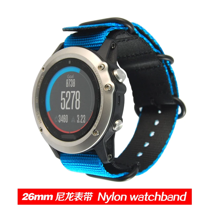 

two-tone 26mm Nylon Canvas Braided Replacement Wrist Watch Band Strap Belt for Garmin Fenix 3 Fenix3 Accessories