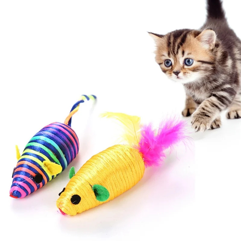 3 Pcs Colorful Pet Cats Plush Mouse Toys for Solving Boredom Kittens