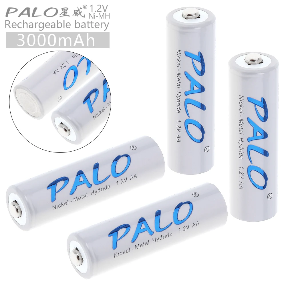 

PALO 4pcs 1.2V AA 3000mAh High Capactity Ni-MH Rechargeable Battery with Over Current Protection for Camera/Toy / Remote Control