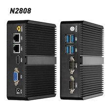 Fanless Mini PC Computer Intel Celeron N2808 2810 Processor Windows 10 pfsense 2 LAN 2 RS232