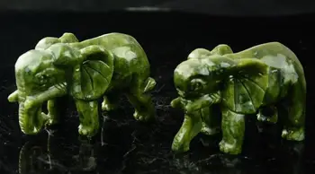 

Crafts statue A pair of 100% jade hand-carved peace elephants