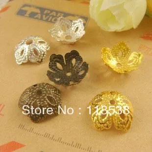 

14 mm Five Petals Flower Mental Beads Cap Flower Jewelry Cap Anqitue Retro Bronze 500pcs/lot freeshipping