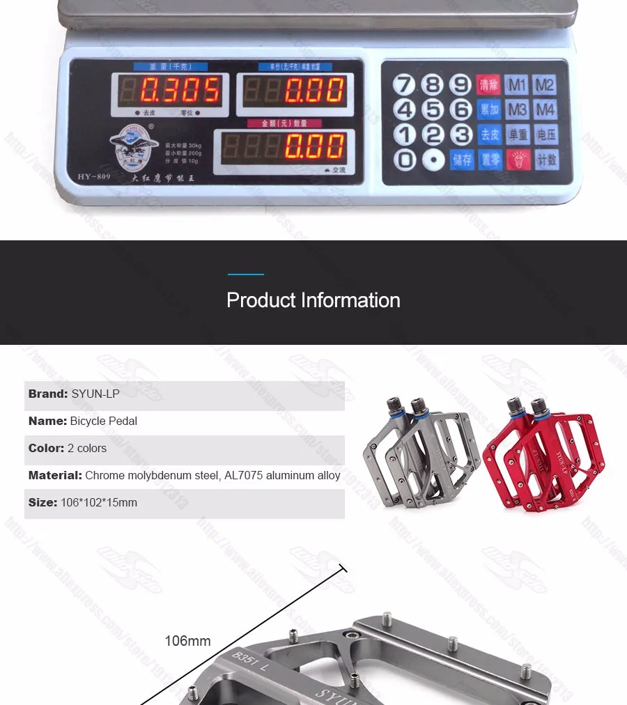SYUN-LP велосипед алюминиевые педали сплав подножки Cr-Mo сталь MTB плоские велосипедные педали 106*102*15 мм Bicicleta велосипедные детали MTB красный