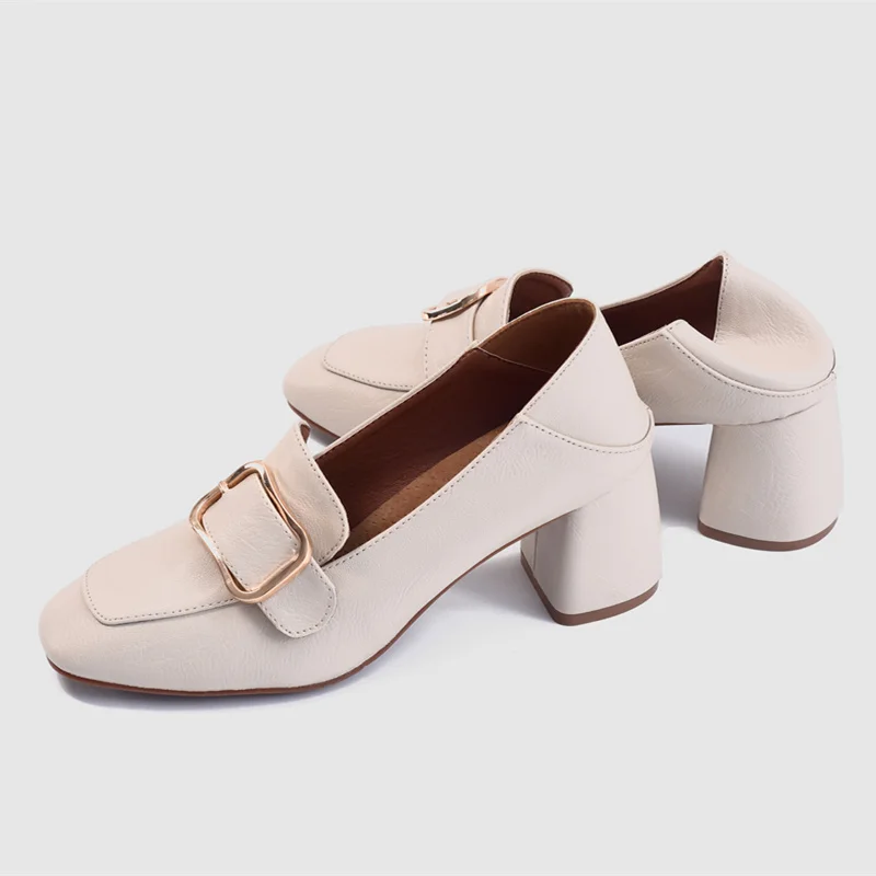 

2018 Shoes Female High Heels The Square Head Shallow Mouth With Single Shoes Wild England Shoes Professional Women's Shoes