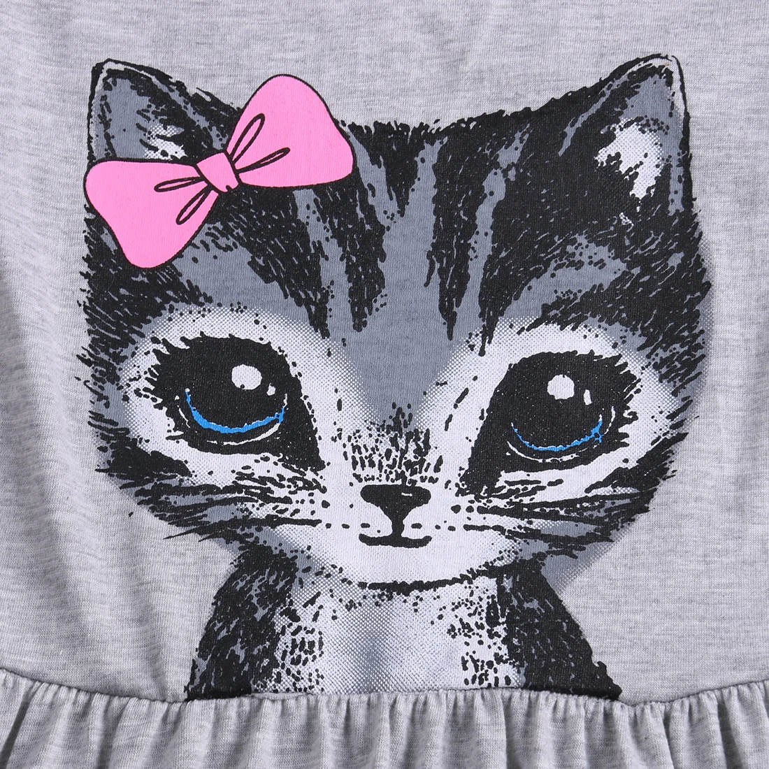 Летнее платье с принтом котенка для маленьких девочек цельнокроеное платье с короткими рукавами От 1 до 8 лет
