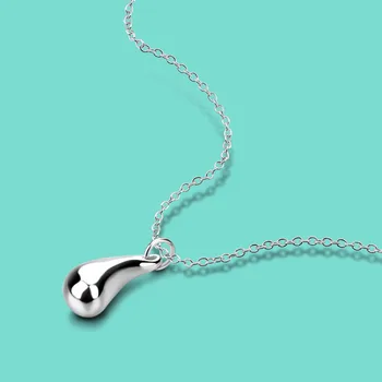 

Simple style ladies 925 sterling silver necklace water drop pendant silver necklace charm jewelry solid silver clavicle chain