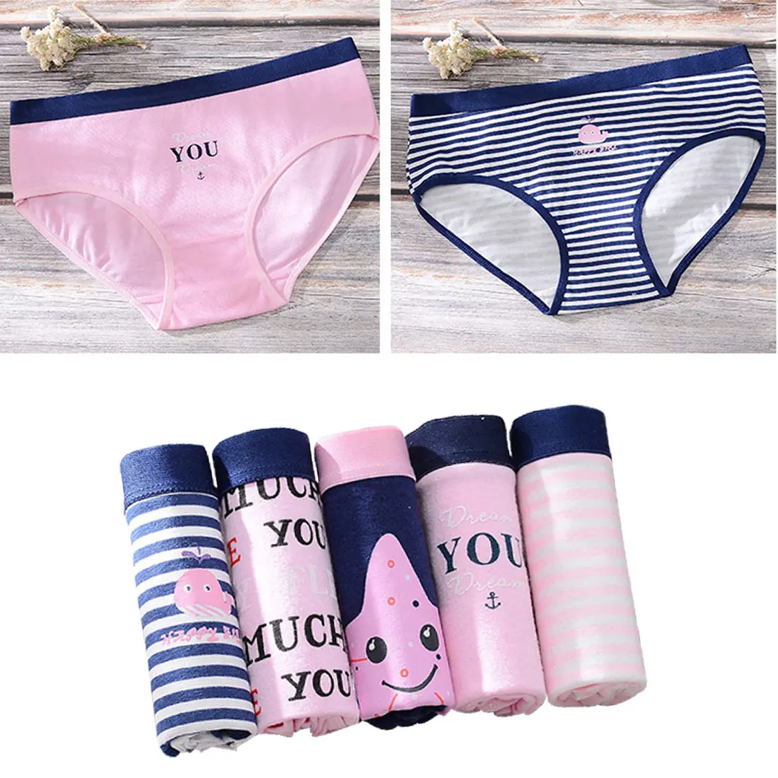 

1PC Cotton Briefs Starfish Print Casual Underpants Lingerie For Women Female Sexy Underwear Panties Ladies Panties Girl Letters