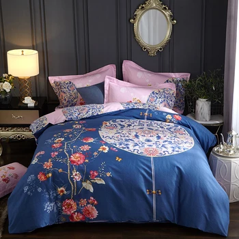 

Elegant Oriental Charm Chinese Floral Bedding Set Queen King Size Duvet Cover Bed Sheets Pillowcase Beautiful Textile Sets
