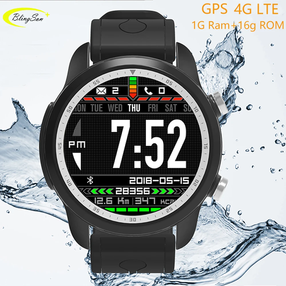 

KC03 4G RAM 1GB ROM 16GB Android 6.0 IPS Smartwatch Sport Smart Watch Bracelet Support GPS Waterproof for iPhone Samsung Xiaomi