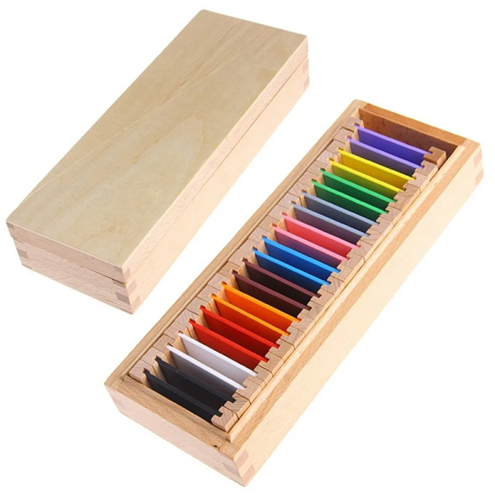 LeadingStar Монтессори деревянный сенсорного Обучения цвет контейнер для таблеток карты Дерево Дети дошкольного обучения игрушка в подарок - Цвет: Medium