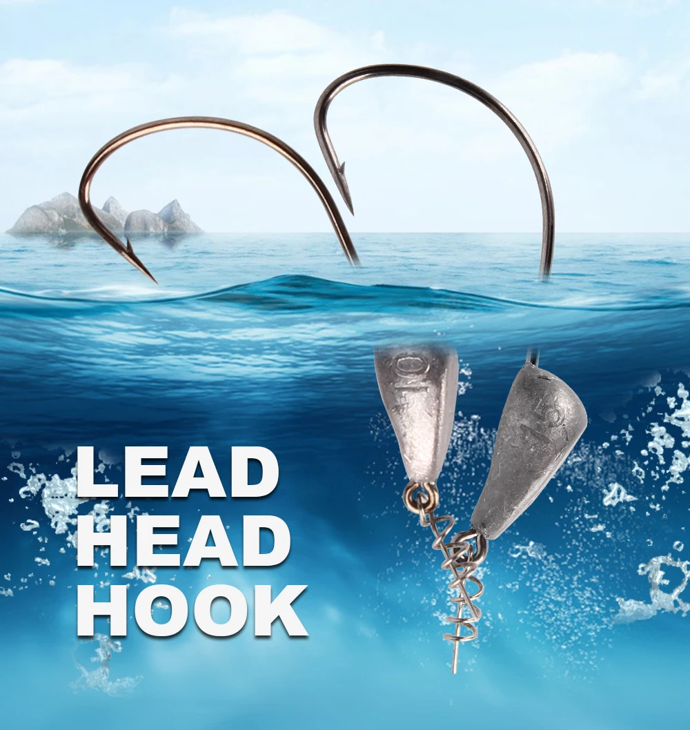 High Quality Carbon Steel Jig Head Lead Head Hook 3.5g 5g 7g 10g 15g 21g Barbed Hook Soft Worm Lure Fishing Hooks  (1)