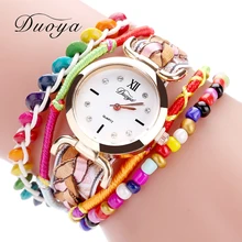 DUOYA Top Brand Women Bracelet Watch Fashion Handmade Braided Quartz WristWatches Colours Women Fashion Luxury Dress Watch DY099