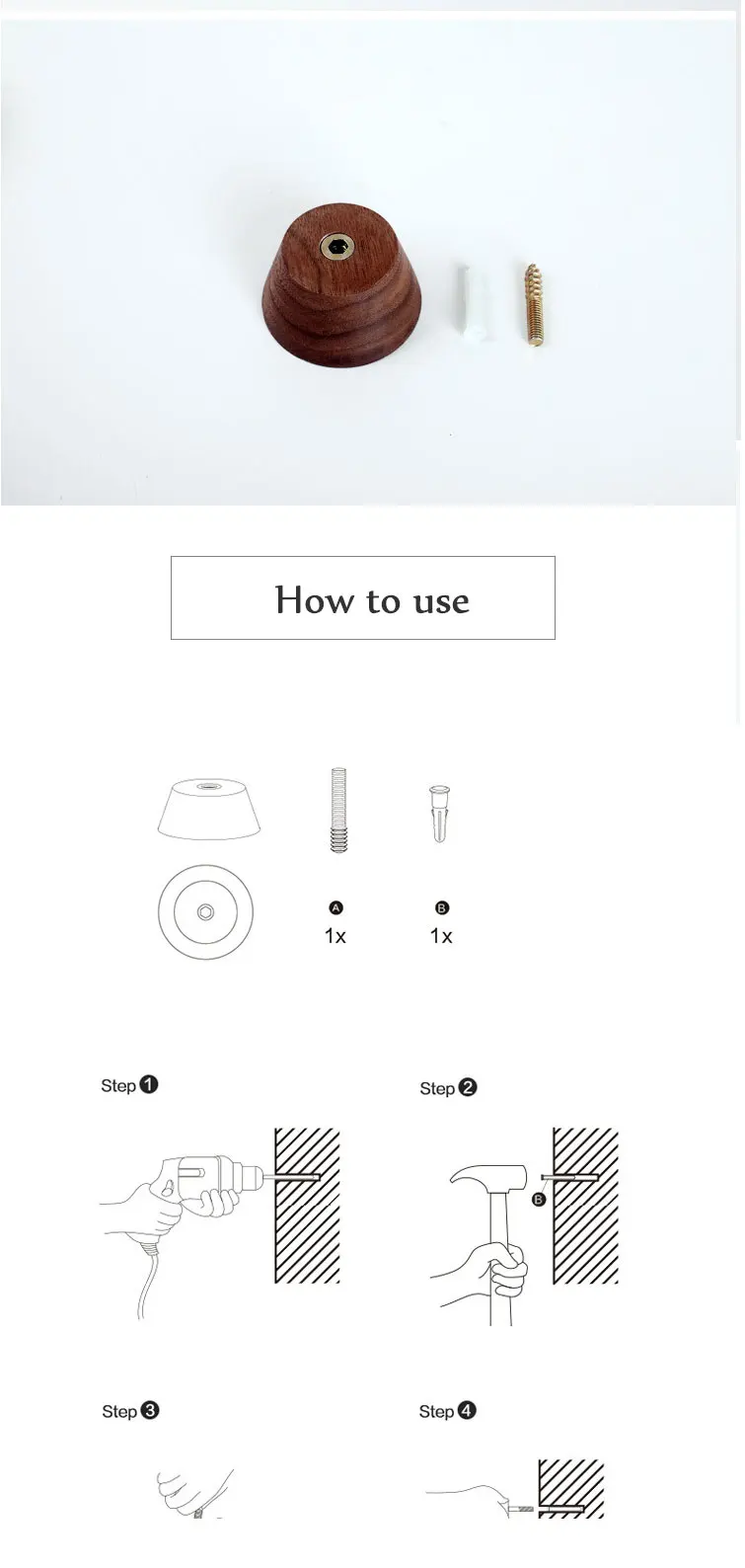 1 комплект 50/60 мм Nordic Стиль древесина бука Черный Орех Деревянный художественный дизайн крючок для одежды вешалка для одежды аксессуары для украшения дома