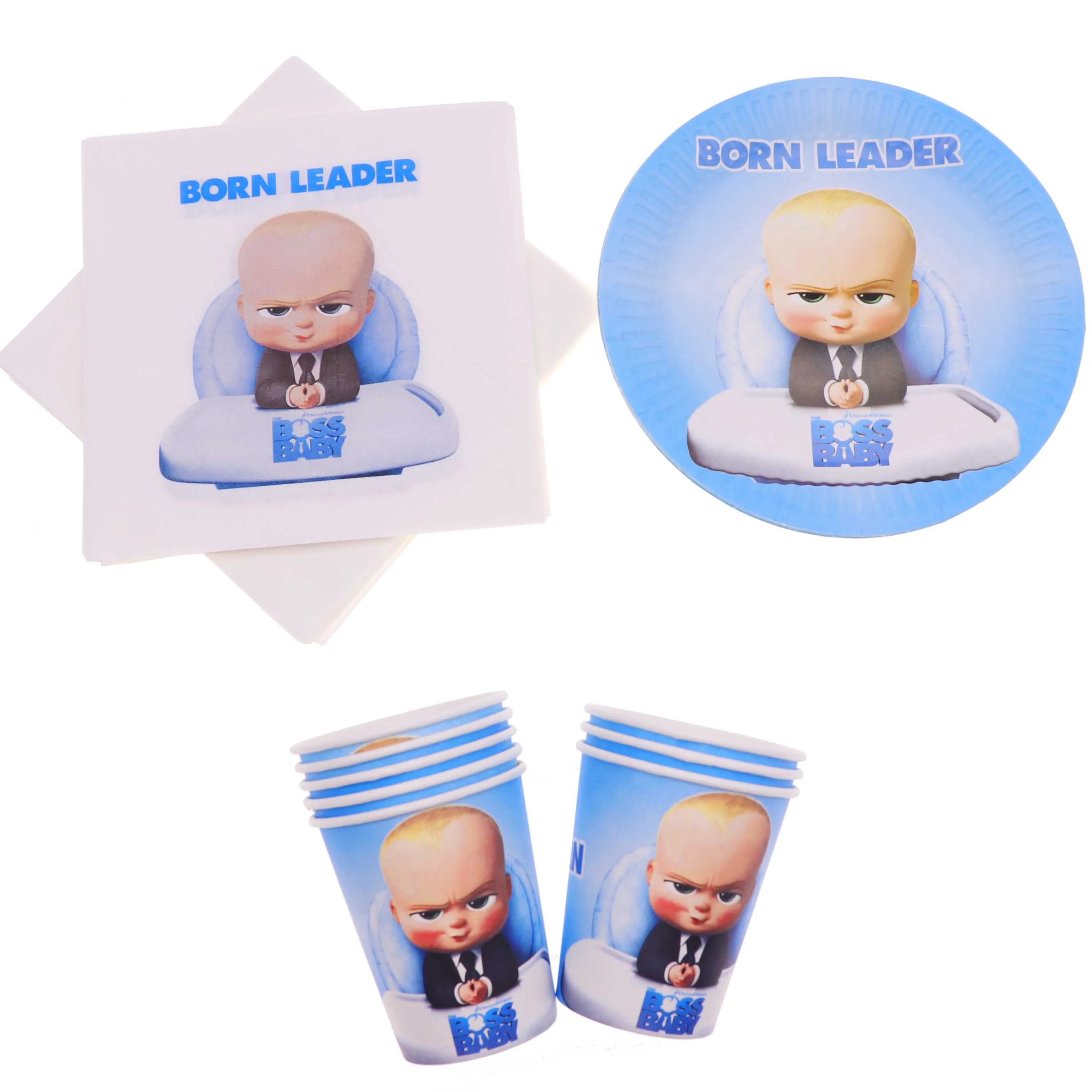 Boss Baby тема вечерние одноразовые посуда день рождения, детский душ вечерние бумажная чашка Полотенце Украшение - Цвет: 3-piece set 40pcs