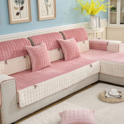 Зимняя мягкая диванная подушка, плюшевая подушка, ткань фланель все включено скольжения простой современный диван полотенце - Цвет: D