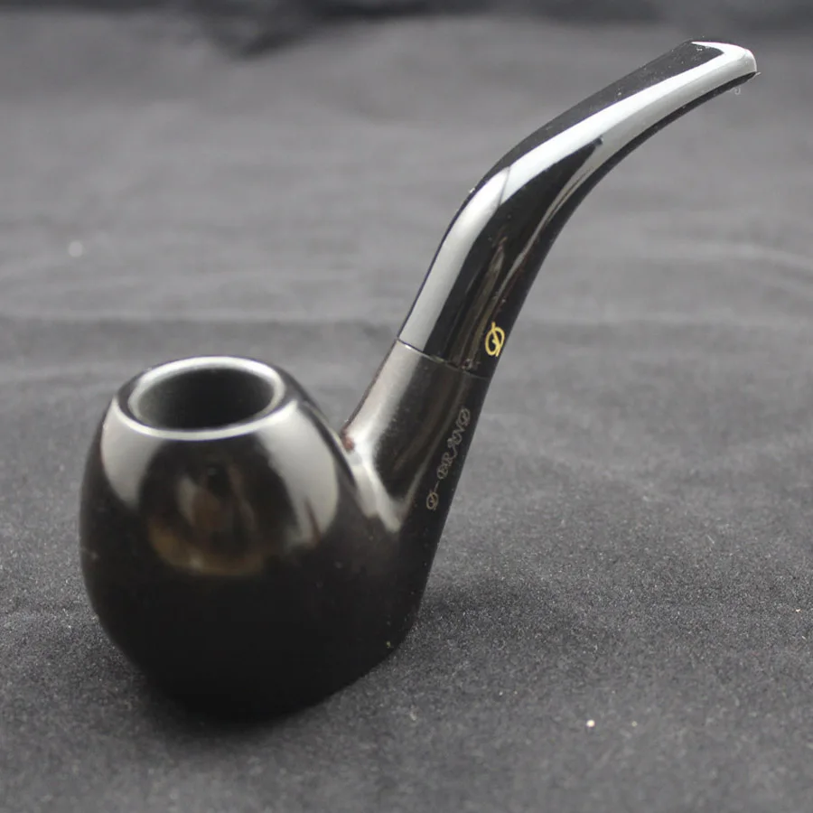 Handmade Natural Ebony Wood Smoking Pipe Set + Pouch + Holder 10pcs 9mm Filters