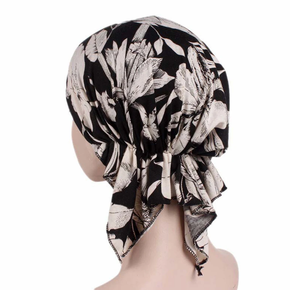 

Fashion Wrap Adults Elastic Gift Scarf Elegant Print Muslim Cotton Cover Hat Chemo Cap Turban