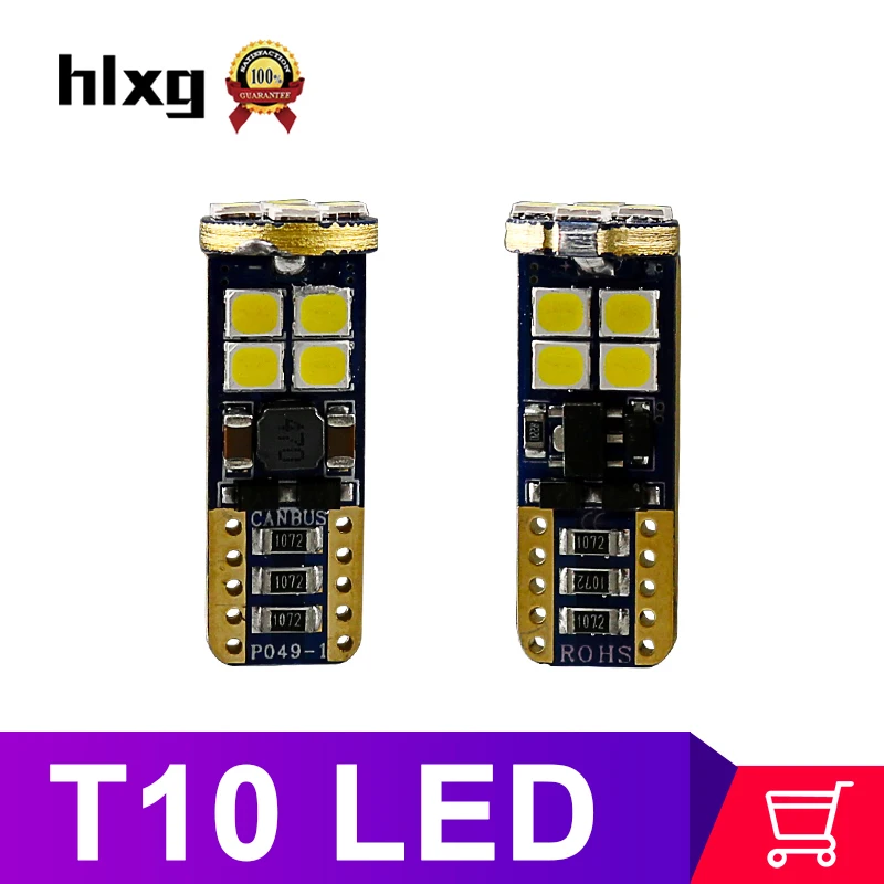 

hlxg 2PCS T10 Led w5w Car Lights DC 12V Canbus No Error 194 168 Parking Bulb Auto Wedge Clearance Lamp Car Accessories T10-019