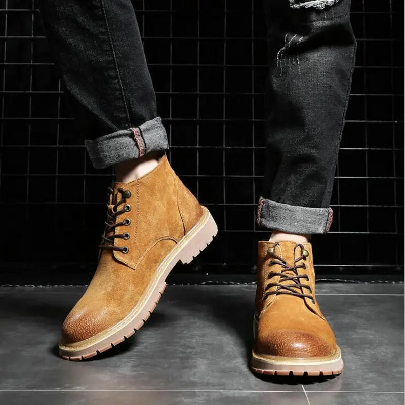 

2019 Autumn Fashion Men Martin boots Ankle army military New Male desert Leather Boots Outdoor Casual Shoes Oxfords OO-93Z