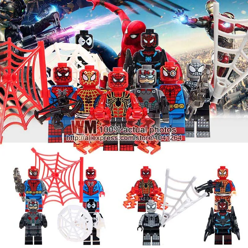 10 лотов SY674 Marvel Человек-паук Venom Carnage Железный Человек-паук 2099 Набор строительных блоков наборы Модель кирпича игрушки Человек-паук