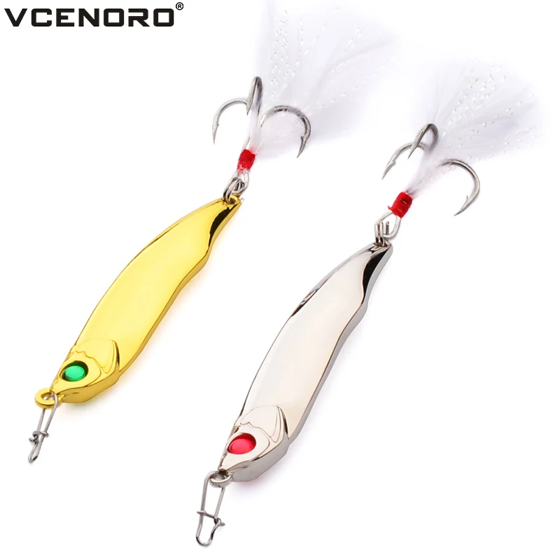 1PCS Metal Spinner Spoon Fishing Lure copper Hard Bai 10g/15g/20g/28g Artificial Sequins with Single Hookswith Feather Tackle | Спорт и