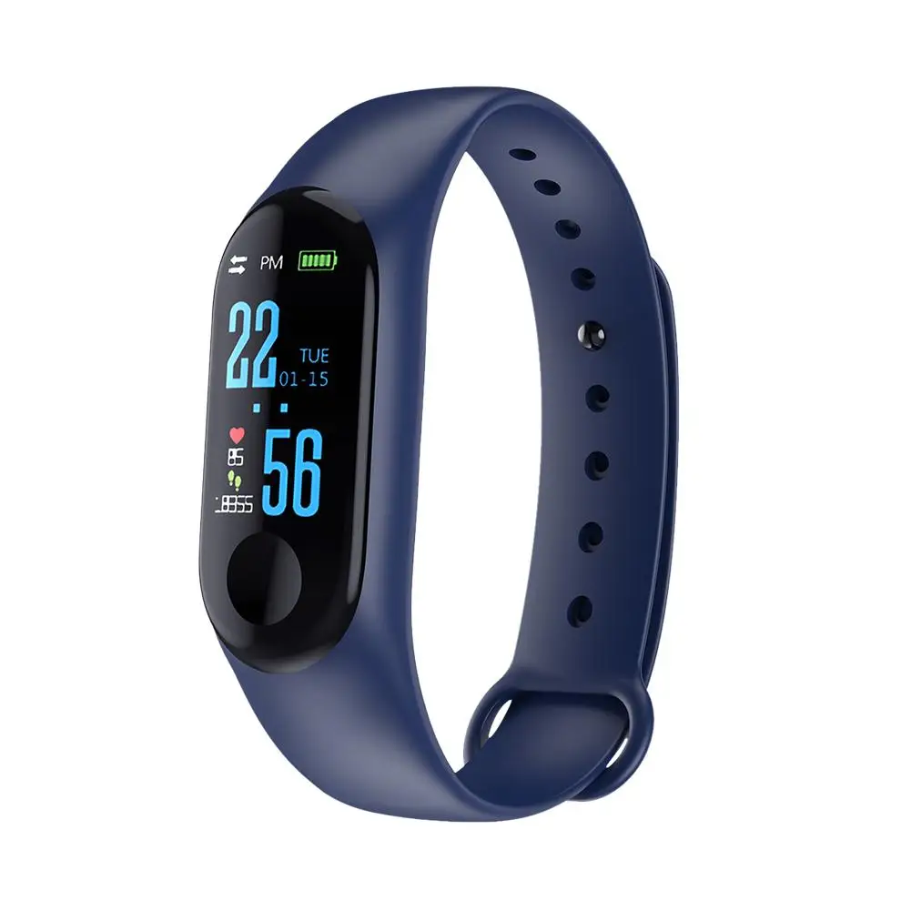 M3 умный браслет, браслет, пульсометр, кровяное давление, здоровье, водонепроницаемые, умные наручные часы с Bluetooth, браслет, фитнес-трекер для ios - Цвет: Blue