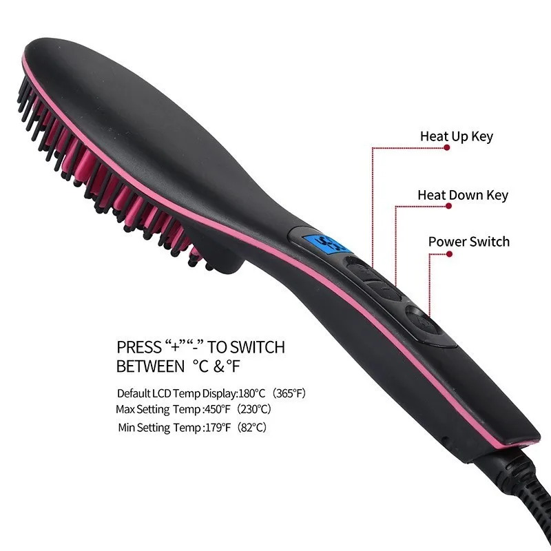 Керамический выпрямитель для волос, расческа парикмахерская, инструмент, цифровой ЖК-дисплей, прямые волосы, анти-скальдинг
