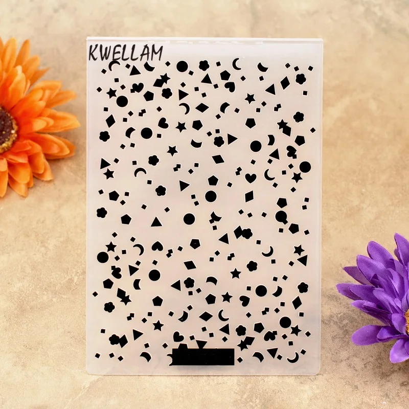 

Dot Star Heart Moon Diamond Plastic Embossing Folder For Scrapbook DIY Album Card Tool Plastic Template 10.5x15cm KW682464