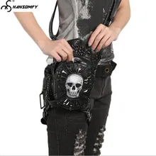 Новая Европейская и американская Женская Мужская поясная сумка в стиле панк многофункциональная женская наплечная сумка с черным черепом мужские карманы из искусственной кожи