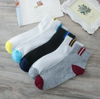 

ankle socks elastic short for spring autumn winter Men Man Male Boy strip patchwork heel color wh