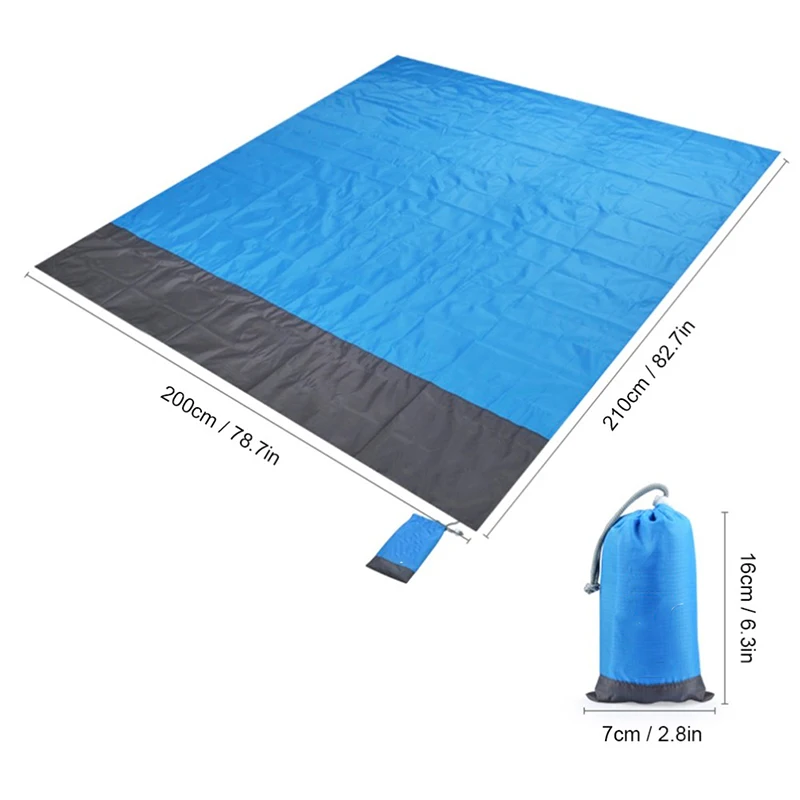 2*2M Pocket Beach Mat Picnic Tent Bedding Folding-Cover  Blanket Camping Sand-Free Waterproof Beach mat Blanket OutdoPicnic Mat