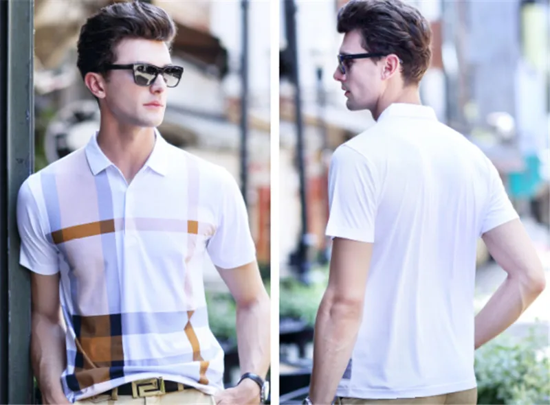 Camisa polo casual masculina moda de manga