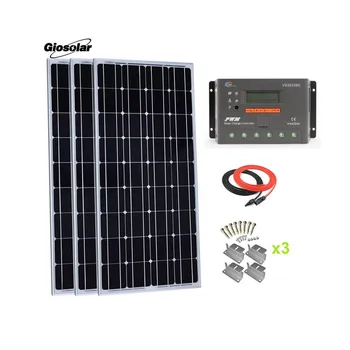 

300 Watt Monocrystalline Solar Panel Kit with LCD 30A EP Solar Controller for RV Boat Off-Grid System
