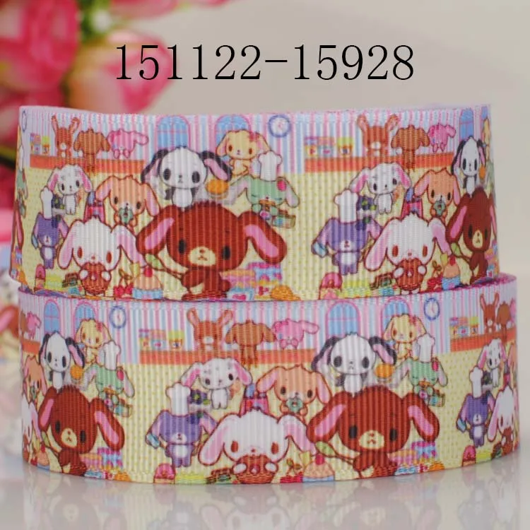 10yards-different sizes-cute Japanese cartoon ribbon printed Grosgrain ribbon 151120-15870 - Color: 151122-15928
