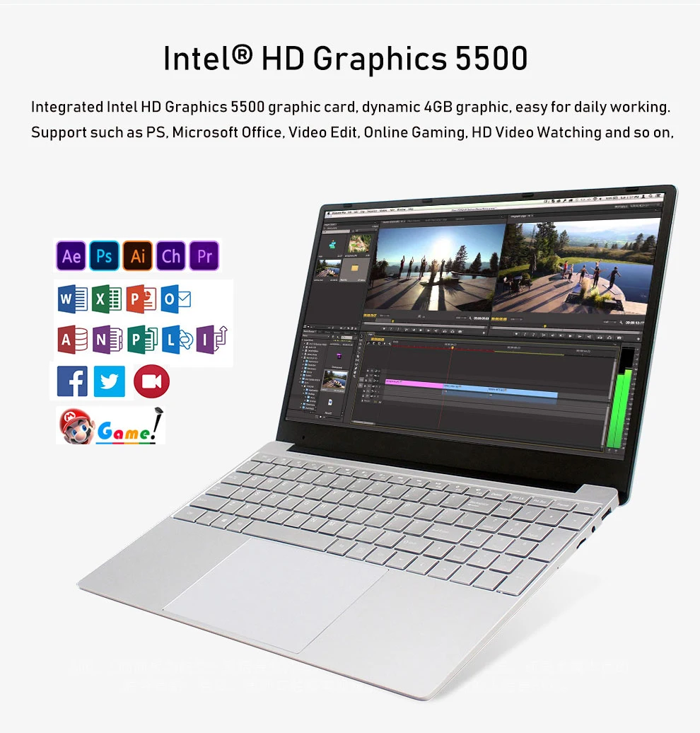 15,6 Core I3 5th Gen Игровые ноутбуки 8 ГБ 512 ГБ SSD 15,6 дюймов 1920*1080 ips HD экран с подсветкой КБ русский ноутбук компьютер