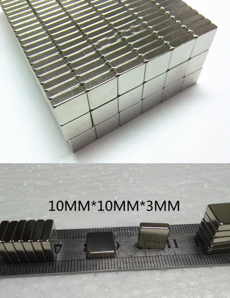 10 шт./лот, супер сильный редкоземельный квадратный 10x10x3 мм Перманентный неодимовый магнит N52 N38 10*10*3 мм, поверхностная пластина из никеля